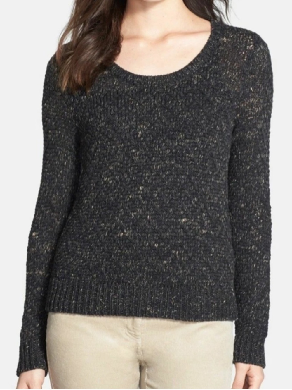 Eileen Fisher Tinted Tape Twist Pullover Cotton/Linen Sweater S Textured Soft